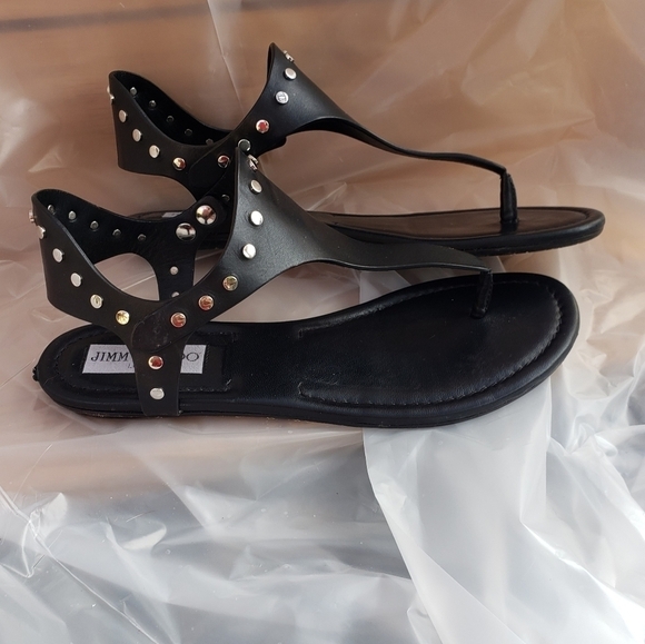 JIMMY CHOO Dara Vachetta Leather Flat Sandals - Picture 8 of 11